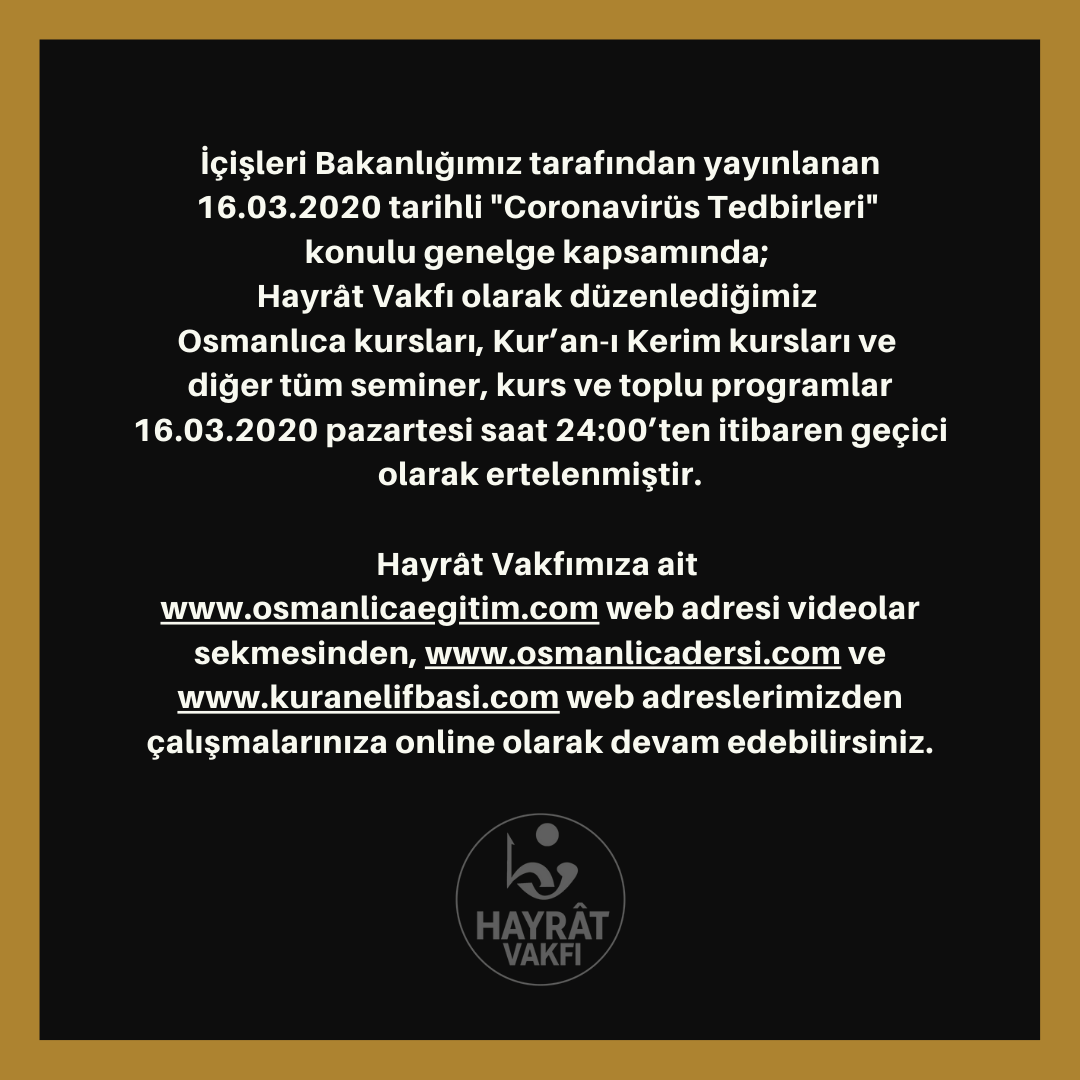 Kurslarımız Hakkında Duyuru