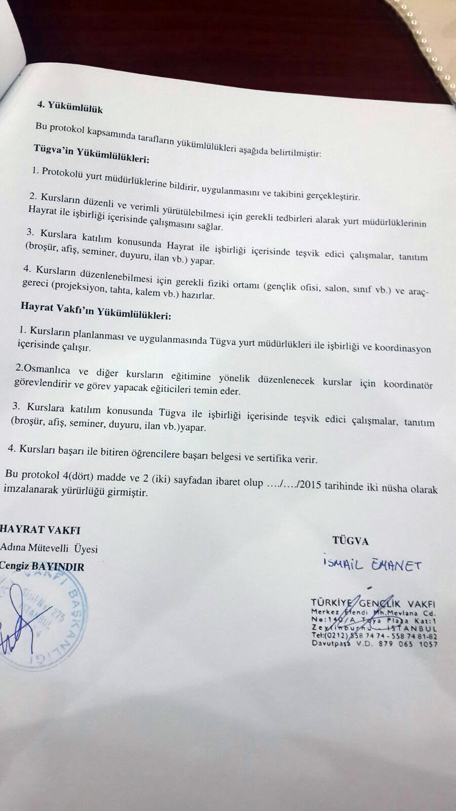Hayrat Vakfı ve TÜGVA arasında işbirliği protokolü imzalandı.